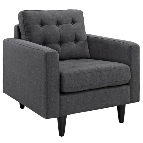 Empress Upholstered Fabric Armchair in Gray