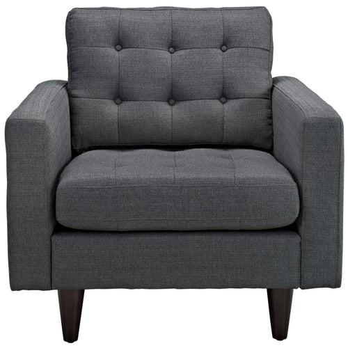 Empress Upholstered Fabric Armchair in Gray