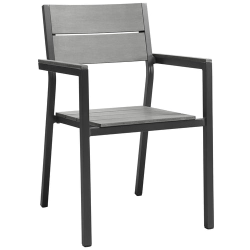Maine 5 Piece Outdoor Patio Dining Set in Brown Gray