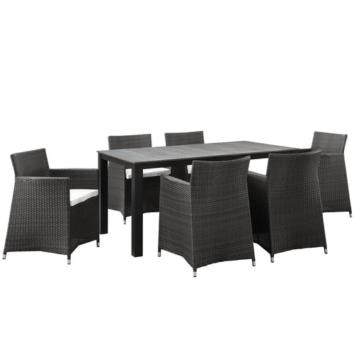 Junction 7 Piece Outdoor Patio Dining Set in Brown White