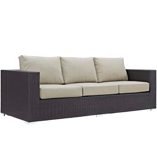 Convene Outdoor Patio Sofa in Espresso Beige