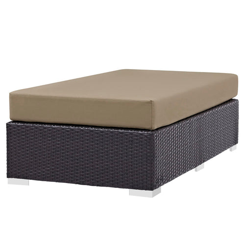 Convene Outdoor Patio Fabric Rectangle Ottoman in Espresso Mocha