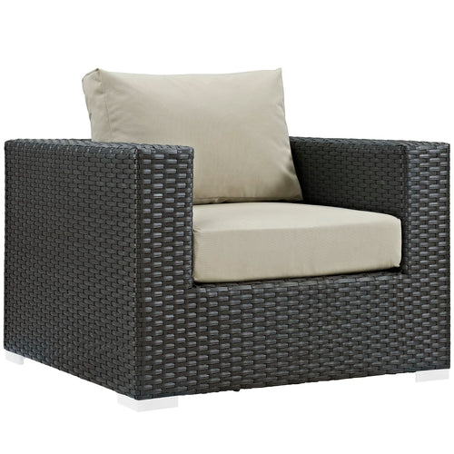 Sojourn Outdoor Patio Sunbrella® Armchair in Canvas Antique Beige
