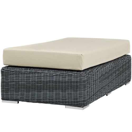 Summon Outdoor Patio Sunbrella® Rectangle Ottoman in Canvas Antique Beige