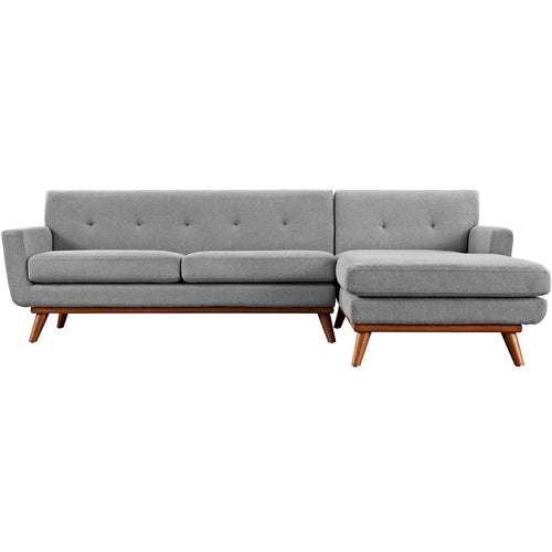 Engage Right-Facing Upholstered Fabric Sectional Sofa in Expectation Gray