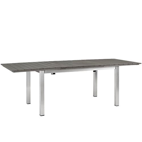 Shore Outdoor Patio Aluminum Dining Table in Silver Gray