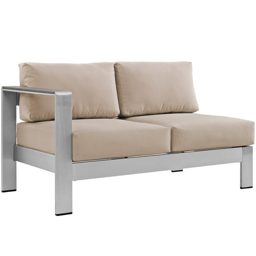 Shore 6 Piece Outdoor Patio Aluminum Sectional Sofa Set in Silver Beige