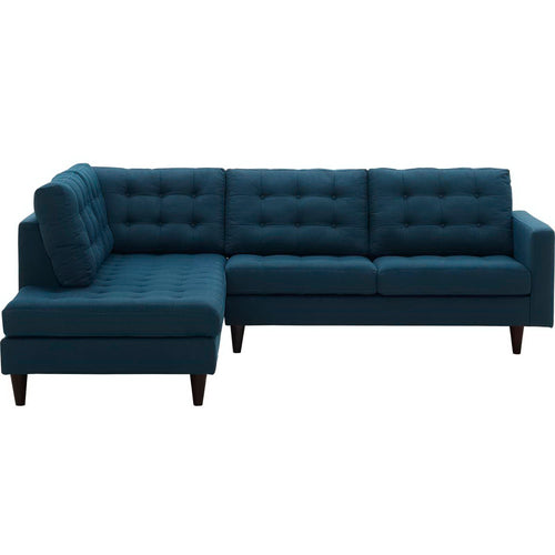 Empress 2 Piece Upholstered Fabric Left Facing Bumper Sectional in Azure