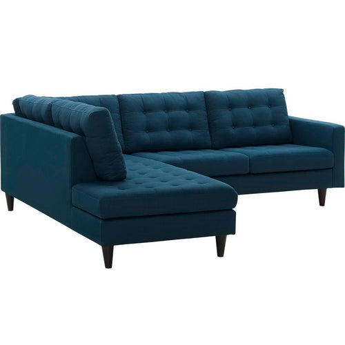 Empress 2 Piece Upholstered Fabric Left Facing Bumper Sectional in Azure