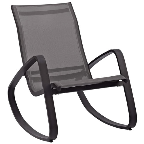 Traveler Rocking Outdoor Patio Mesh Sling Lounge Chair in Espresso