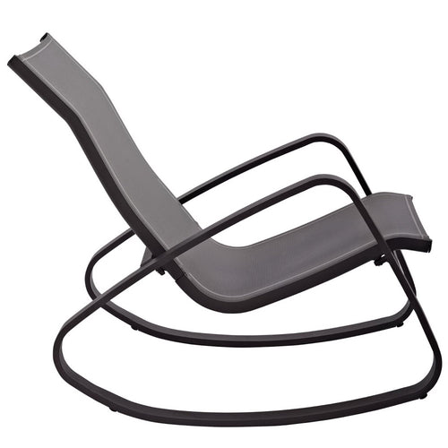 Traveler Rocking Outdoor Patio Mesh Sling Lounge Chair in Espresso