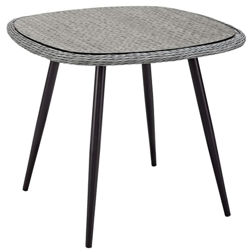 Endeavor 36" Outdoor Patio Wicker Rattan Dining Table in Gray