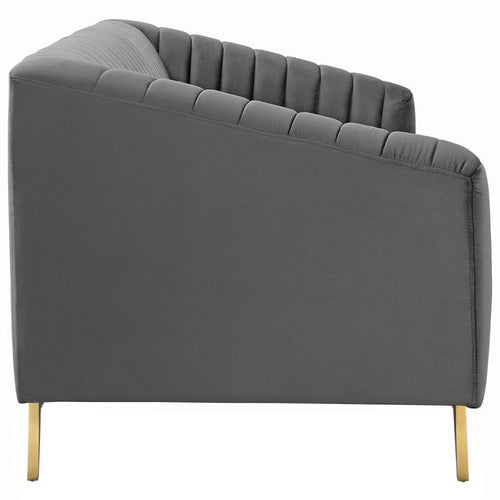 Valiant Vertical Channel Tufted Performance Velvet Sofa in Gray