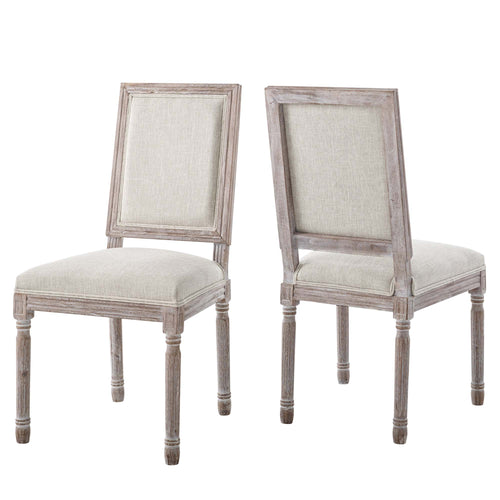 Court Upholstered Fabric Dining Side Chair Set of 2 in Beige