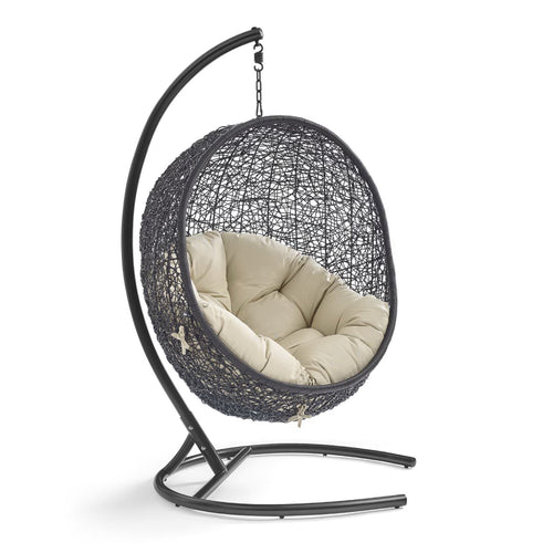 Encase Sunbrella® Swing Outdoor Patio Lounge Chair in Black Beige