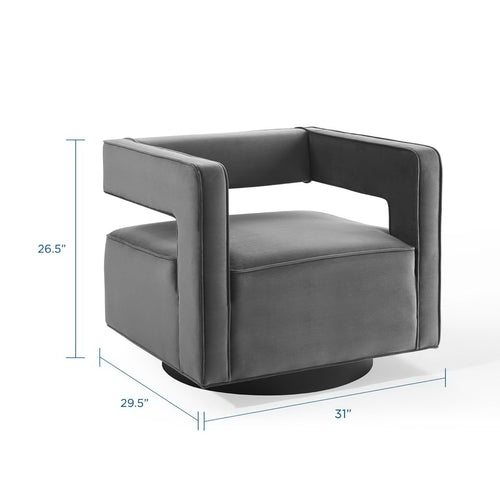 Booth Performance Velvet Performance Velvet Swivel Armchair in Gray