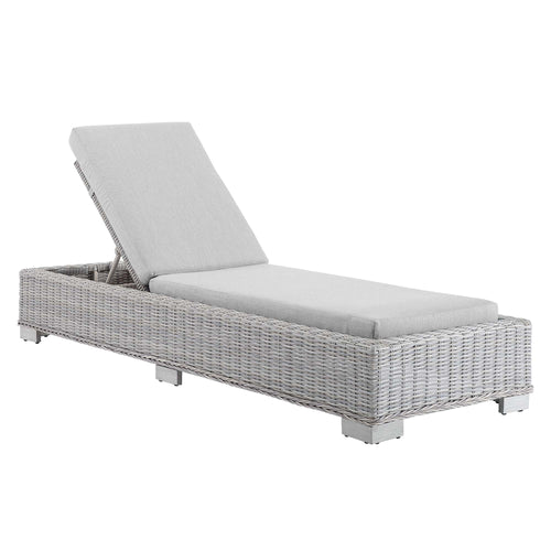 Conway Sunbrella® Outdoor Patio Wicker Rattan Chaise Lounge in Light Gray Gray