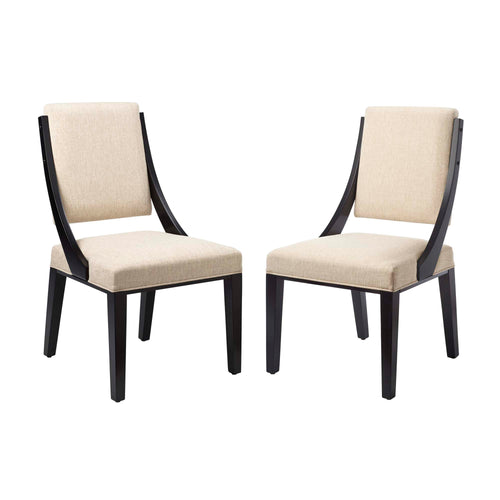 Cambridge Upholstered Fabric Dining Chairs Set of 2 in Beige