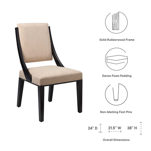 Cambridge Upholstered Fabric Dining Chairs Set of 2 in Beige