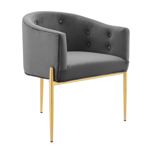 Savour Tufted Performance Velvet Accent Chairs Set of 2 in Gray