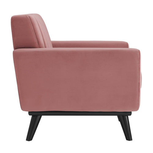 Engage Channel Tufted Performance Velvet Armchair in Dusty Rose