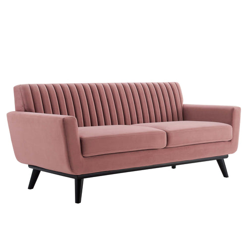 Engage Channel Tufted Performance Velvet Loveseat in Dusty Rose