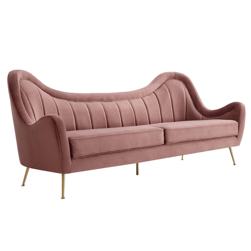 Cheshire Channel Tufted Performance Velvet Sofa in Dusty Rose
