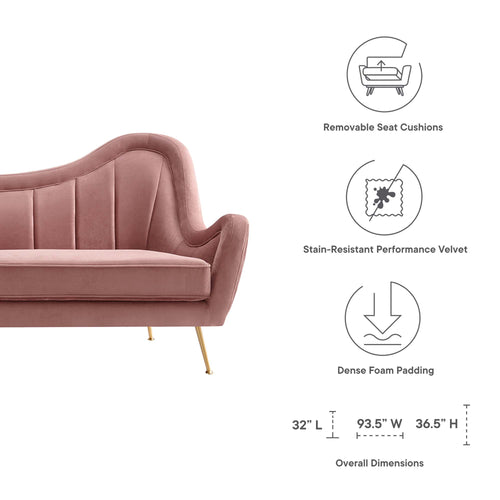 Cheshire Channel Tufted Performance Velvet Sofa in Dusty Rose