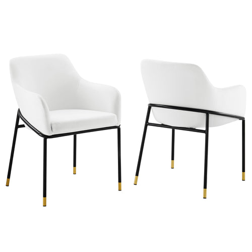 Jovi Performance Velvet Dining Armchair Set of 2 in Black White