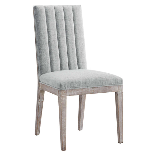 Maisonette French Vintage Tufted Fabric Fabric Dining Side Chair in Light Gray