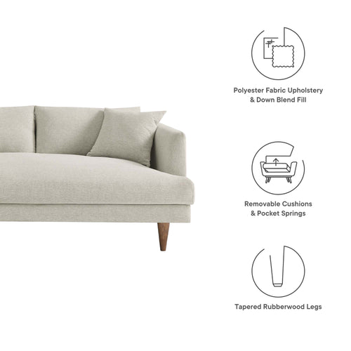 Zoya Left-Facing Down Filled Overstuffed Sectional Sofa in Heathered Weave Ivory