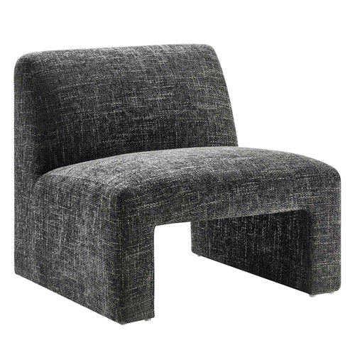 Amita Chenille Upholstered Accent Chair in Carbon Black
