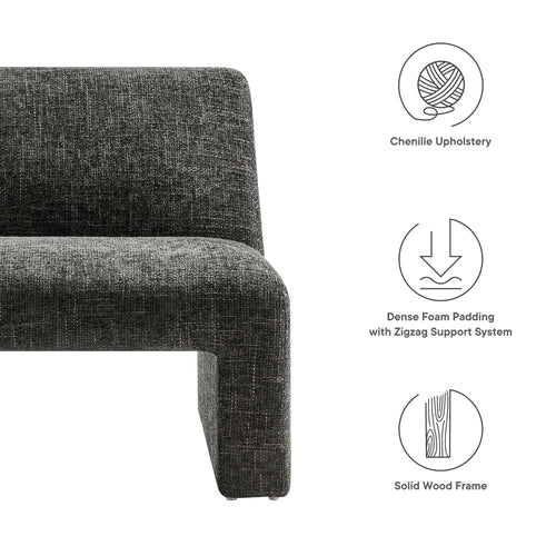 Amita Chenille Upholstered Accent Chair in Carbon Black