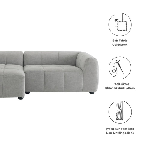 Liana Left-Facing Upholstered Fabric Modular Sofa with Chaise in Pewter