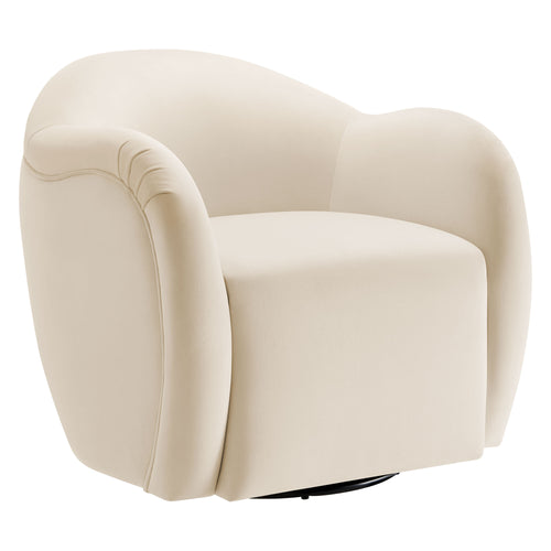 Compose Performance Velvet Swivel Armchair in Alabaster