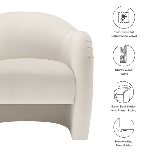 Compose Performance Velvet Accent Chair in Alabaster