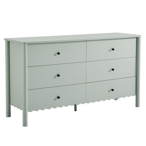 Emmeline Scalloped 6-Drawer Dresser in Sage