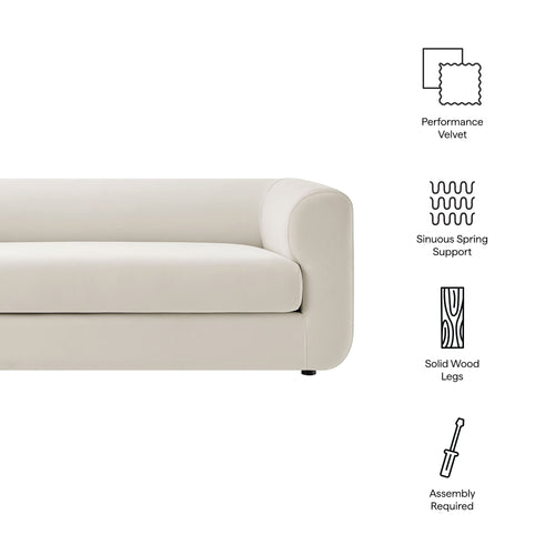 Leif 89" Performance Velvet Upholstered Sofa in Alabaster