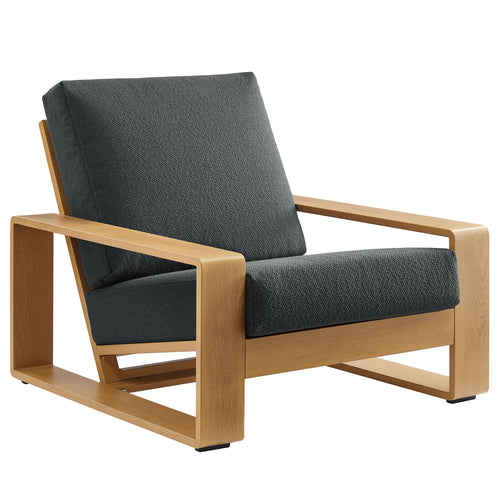 Lirienne Outdoor Patio Aluminum Faux Wood Armchair in Charcoal Natural