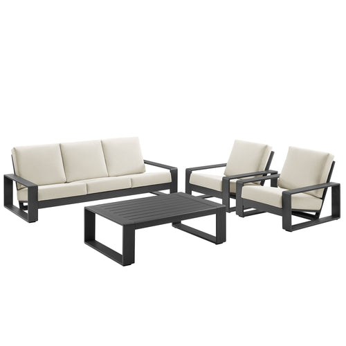 Lirienne 4-Piece Outdoor Patio Aluminum Furniture Set in Cream