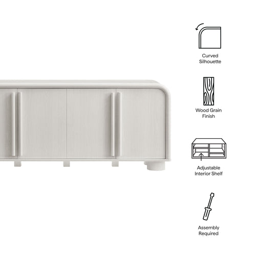 Bellamy Curved 4-Door Sideboard Cabinet in Ash