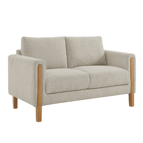 Hawken Boucle Fabric Loveseat in Parchment Beech