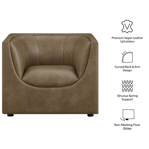 Hilda Curved Back Vegan Leather Armchair in Mushroom