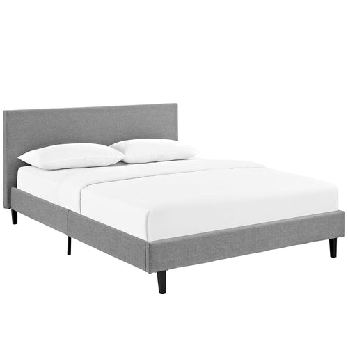 Anya Fabric Queen Bed in Light Gray