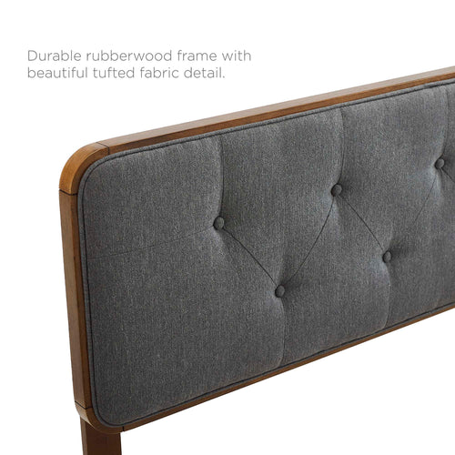 Bridgette Wood Queen Platform Bed With Angular Frame in Walnut Charcoal