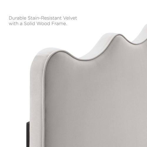 Current Performance Velvet Twin Platform Bed in Light Gray