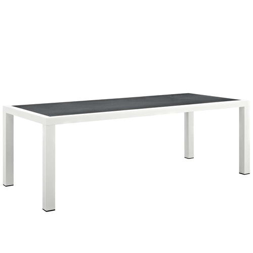 Stance 90.5" Outdoor Aluminum Dining Table in White Gray