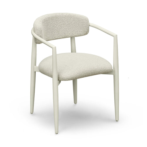 Annika Textured Outdoor Dining Arm Chair in Cream