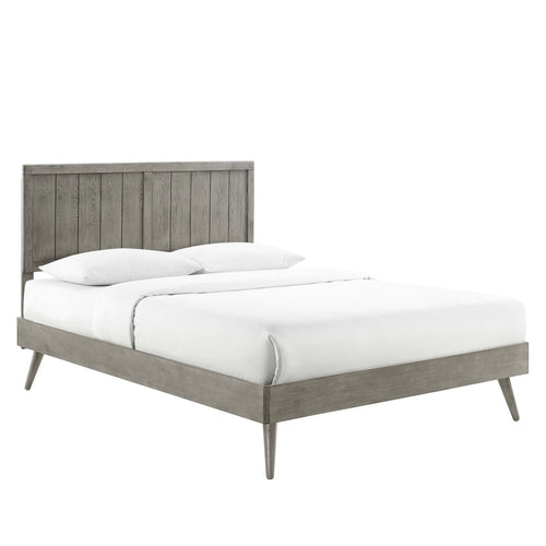 Alana King Wood Platform Bed in Gray