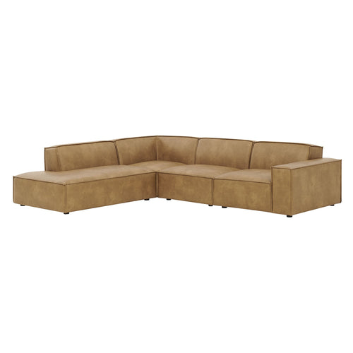 Restore 4-Piece Vegan Leather Sectional in Toast